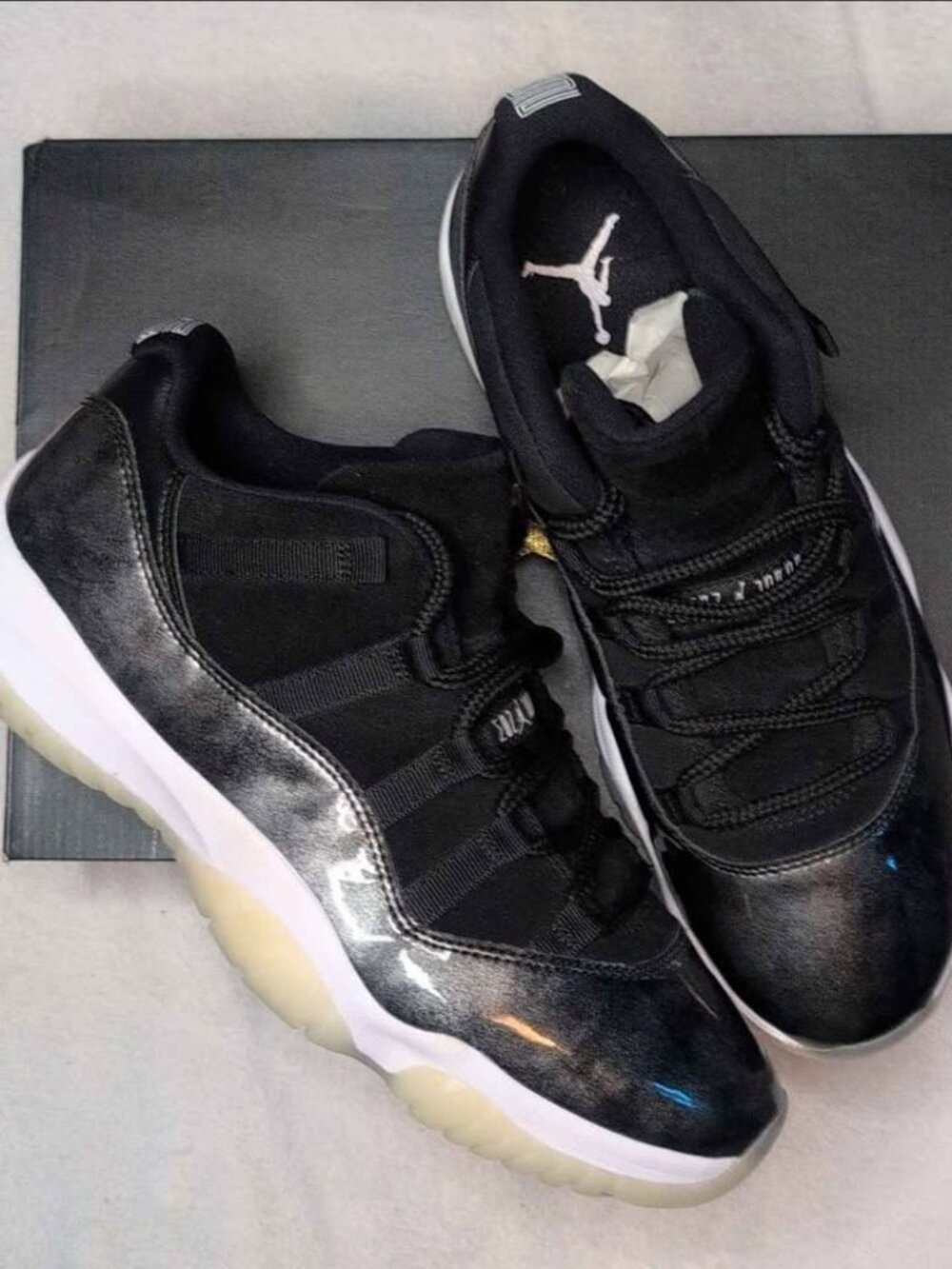 New! Air Jordan Retro 11 Low Barons Black Metallic Silver (2017) Men's Size 10.5